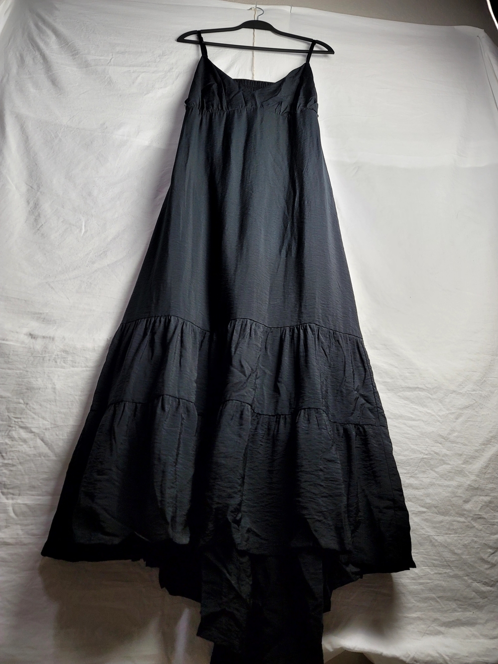 A New Day Black Tiered Maxi Dress Open Back Cutout Plus Size 1X NWT Boho